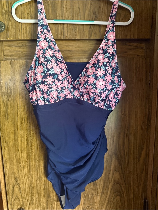 Other - Navy One-Piece Swimsuit with Pink Floral Bust